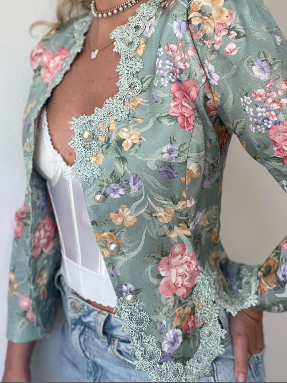 Victorian Coquette 80s / 90s Structured Button Down Top - Picture 1 of 10